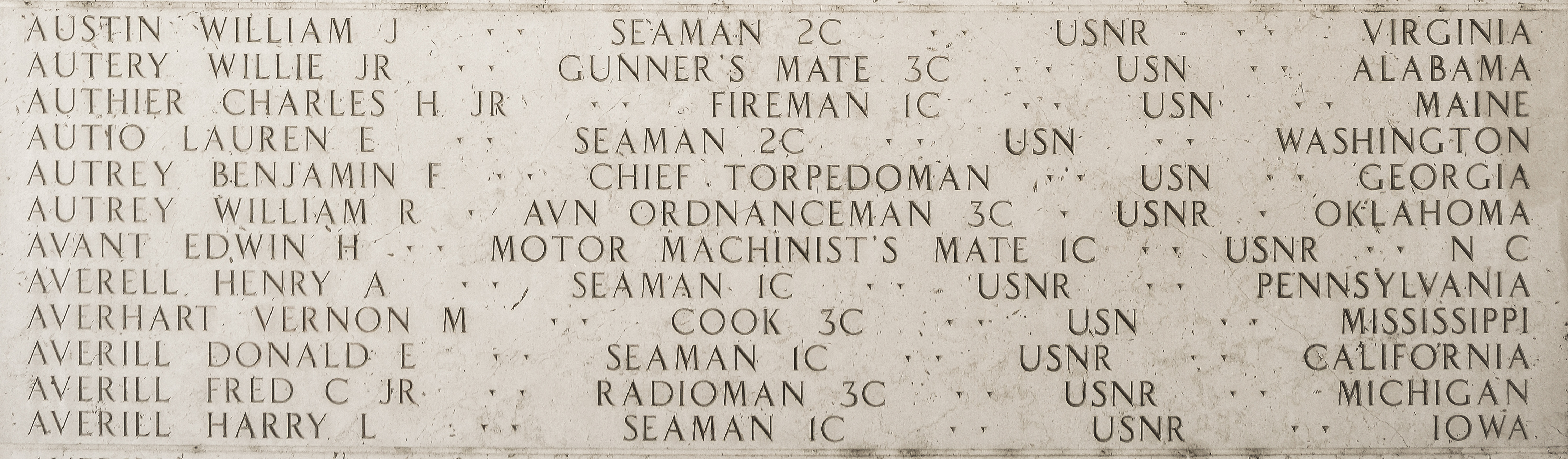 William R. Autrey, Aviation Ordnanceman Third Class